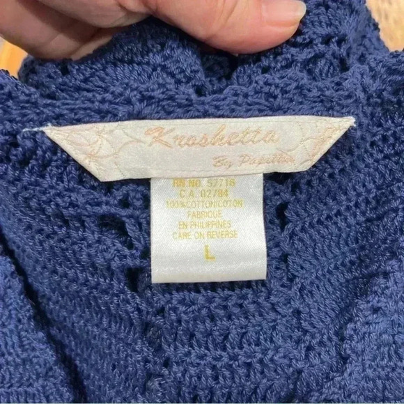 Vintage Kroshetta by papillon crochet button front sweater in dark blue❤️ - Picture 9 of 9